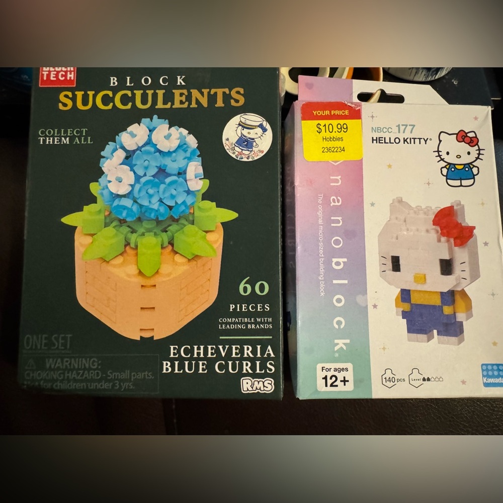 Hello kitty & succulents blue curls Lego building sets NEW Nano blocks